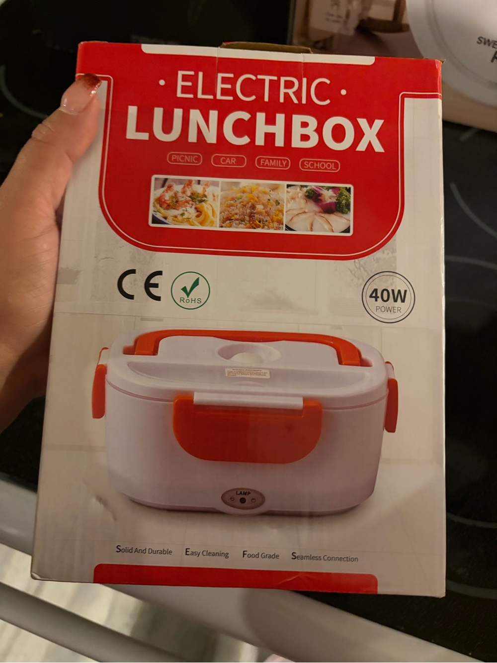 Electric Lunchbox Portable Food Warmer - White & Orange